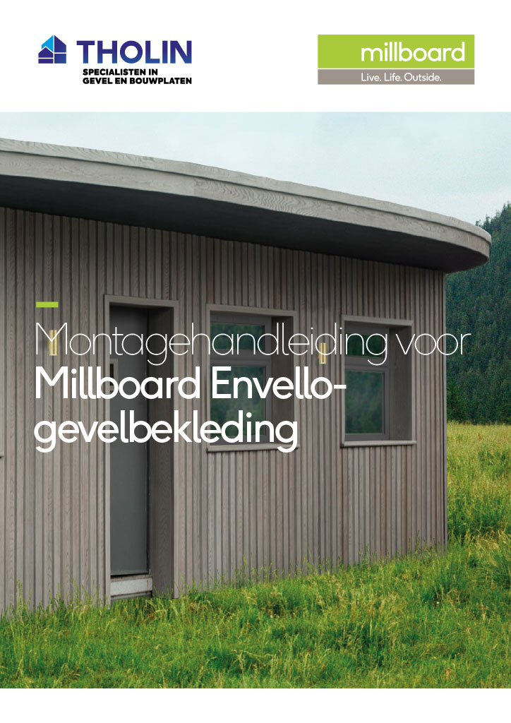 Omslag van de Millboard montagehandleiding 2024, met instructies voor het correct installeren van Millboard gevelbekleding.